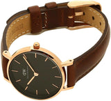 Buy Shop Daniel Wellington Classic Petite St Mawes Black Dial Brown Leather Strap Watch For Women - DW00100225 USA Online