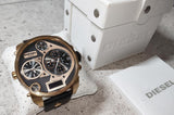 Buy Shop Diesel Big Daddy Gold & Black Dial Black Leather Strap Watch For Men - DZ7261 USA Online