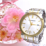 Buy Shop Burberry Heritage White Dial Two Tone Stainless Steel Strap Watch for Men - BU1358 USA Online
