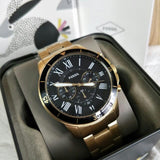 Buy Shop Fossil Inscription Automatic Black Dial Gold Steel Strap Watch for Men - FS5267 USA Online
