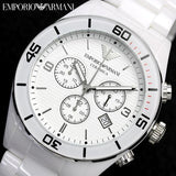 Buy Shop Emporio Armani Ceramic Chronograph White Dial White Ceramic Strap Watch For Men - AR1424 USA Online