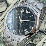 Buy Shop Emporio Armani Classic Chronograph Black Dial Silver Steel Strap Watch For Men - AR1786 USA Online