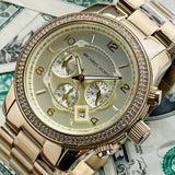 Buy Shop Michael Kors Runway Gold Dial Gold Steel Strap Watch for Women - MK5575 USA Online