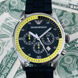 Buy Shop Emporio Armani Chronograph Black Dial Black Rubber Strap Watch For Men - AR5865 USA Online