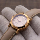 Burberry The City Gold Dial Beige Leather Strap Watch for Women - BU9210