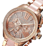 Michael Kors Wren Crystals Rose Gold Dial Rose Gold Steel Strap Watch for Women - MK6096