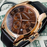 Buy Shop Emporio Armani Chronograph Brown Dial Brown Leather Strap Watch For Men - AR1701 USA Online