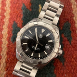 Tag Heuer Aquaracer 41mm Quartz Black Dial Silver Steel Strap Watch for Men - WAY1110.BA0928