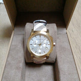Buy Shop Burberry The City White Dial Haymarket Beige Leather Strap Watch for Women - BU9752 USA Online