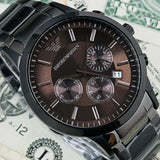 Buy Shop Emporio Armani Classic Chronograph Grey Dial Grey Steel Strap Watch For Men - AR2454 USA Online