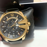 Buy Shop Diesel Mega Chief Chronograph Black Dial Black Leather Strap Watch For Men - DZ4344 USA Online