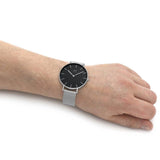 Buy Shop Daniel Wellington Petite Sterling Black Dial Silver Mesh Bracelet Watch For Women - DW00100304 USA Online
