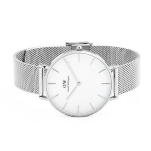 Buy Shop Daniel Wellington Petite Sterling Quartz White Dial Silver Mesh Bracelet Watch For Men - DW00100306 USA Online