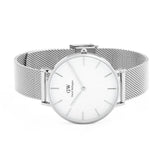 Buy Shop Daniel Wellington Petite Sterling Quartz White Dial Silver Mesh Bracelet Watch For Men - DW00100306 USA Online