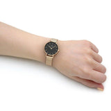 Buy Shop Daniel Wellington Classic Petite Evergold Black Dial Gold Mesh Bracelet Watch For Women - DW00100349 USA Online