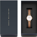 Buy Shop Daniel Wellington Petite Pressed Melrose White Dial Gold Mesh Bracelet Watch For Women - DW00100447 USA Online