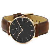 Buy Shop Daniel Wellington Classic St Mawes Black Dial Brown Leather Strap Watch For Men - DW00100124 USA Online