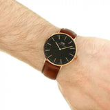 Buy Shop Daniel Wellington Classic St Mawes Black Dial Brown Leather Strap Watch For Men - DW00100124 USA Online
