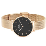 Buy Shop Daniel Wellington Classic Melrose Black Dial Rose Gold Mesh Bracelet Watch For Women - DW00100161 USA Online