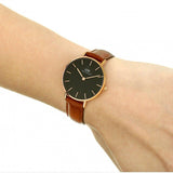 Buy Shop Daniel Wellington Petite St Mawes Black Dial Brown Leather Strap Watch For Women - DW00100169 USA Online