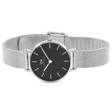 Buy Shop Daniel Wellington Petite Sterling Black Dial Silver Mesh Bracelet Watch For Women - DW00100218 USA Online
