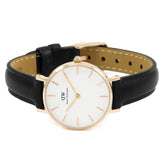 Buy Shop Daniel Wellington Classic Petite Sheffield White Dial Black Leather Strap Watch For Women - DW00100230 USA Online