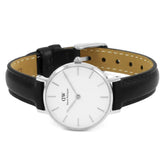 Buy Shop Daniel Wellington Classic Petite Sheffield White Dial Black Leather Strap Watch For Women - DW00100242 USA Online