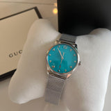 Buy Shop Gucci G-Timeless Turquiose Mother of Pearl Dial Silver Mesh Bracelet Watch For Women - YA1264039 USA Online