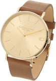 Coach Charles Gold Dial Brown Leather Strap Watch for Women - 14602433