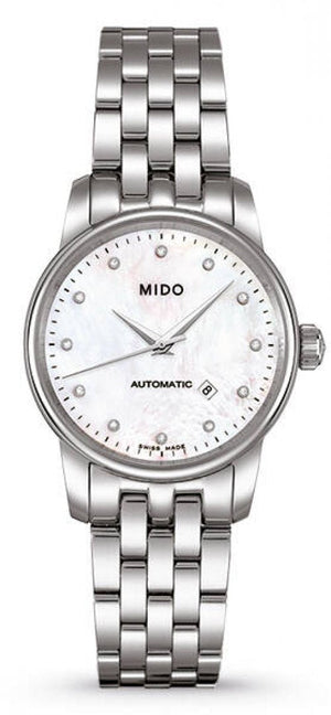 Buy Shop Mido Baroncelli Automatic Mother Of Pearl Dial Silver Steel Strap Watch For Women - M7600.4.69.1 USA Online