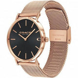 Coach Charles Black Dial Rose Gold Mesh Bracelet Watch for Men - 14602552