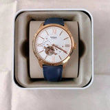 Buy Shop Fossil Townsman Automatic White Dial Navy Blue Leather Strap Watch for Men - ME3171 USA Online