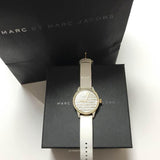 Buy Shop Marc Jacobs Lidia Stripe White Dial White Leather Strap Watch for Women - MBM1164 USA Online
