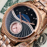 Buy Shop Michael Kors Lauryn Blue Dial Rose Gold Steel Strap Watch for Women - MK3723 USA Online