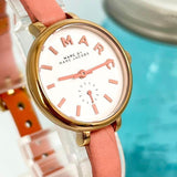 Buy Shop Marc Jacobs Sally White Dial Orange Leather Strap Watch for Women - MBM1355 USA Online