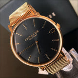 Coach Charles Black Dial Rose Gold Mesh Bracelet Watch for Men - 14602552