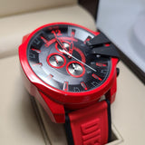 Buy Shop Diesel Mega Chief Chronograph Black Dial Red Rubber Strap Watch For Men - DZ4526 USA Online