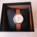 Buy Shop Coach Delancey Slim Cream Dial Brown Leather Strap Watch For Women - 14502789 USA Online