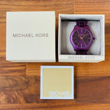 Buy Shop Michael Kors Slim Runway Quartz Purple Dial Purple Steel Strap Watch For Women - MK4507 USA Online