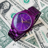 Buy Shop Michael Kors Slim Runway Quartz Purple Dial Purple Steel Strap Watch For Women - MK4507 USA Online