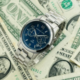 Buy Shop Michael Kors Hunger Stop 100 Series Navy Blue Dial Silver Steel Strap Watch for Women - MK5814 USA Online