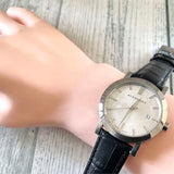 Buy Shop Burberry The City White Dial Black Leather Strap Watch for Women - BU9206 USA Online