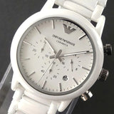 Buy Shop Emporio Armani Classic Chronograph White Dial White Rubber Strap Watch For Men - AR1054 USA Online