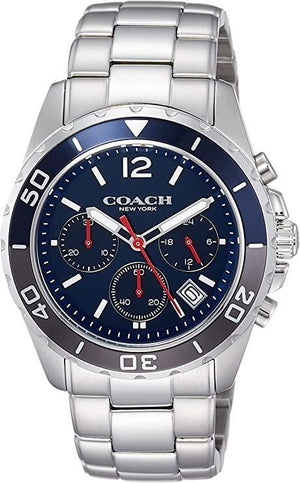 Buy Shop Coach Kent Chronograph Blue Dial Silver Steel Strap Watch for Men - 14602555 USA Online
