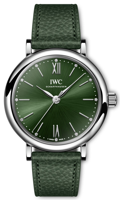 Buy Shop IWC Portofino Automatic Automatic Green Dial Green Leather Strap Watch for Women - IW357412 USA Online