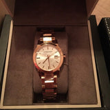 Buy Shop Burberry The City White Dial Rose Gold Steel Strap Watch for Women - BU9104 USA Online