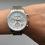 Buy Shop Michael Kors Ritz Chronograph White Dial Two Tone Steel Strap Watch for Women - MK5057 USA Online