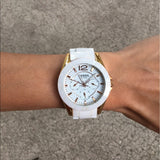Buy Shop Fossil Ceramic Multifunction White Dial White Steel Strap Watch for Women - CE1006 USA Online