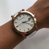 Buy Shop Burberry The City White Dial White Leather Strap Watch for Women - BU9012 USA Online