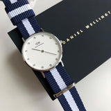 Buy Shop Daniel Wellington Classy Glasgow White Dial Two Tone Nylon Strap Watch For Women - DW00100082 USA Online